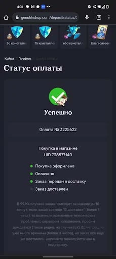 чек от покупки луны